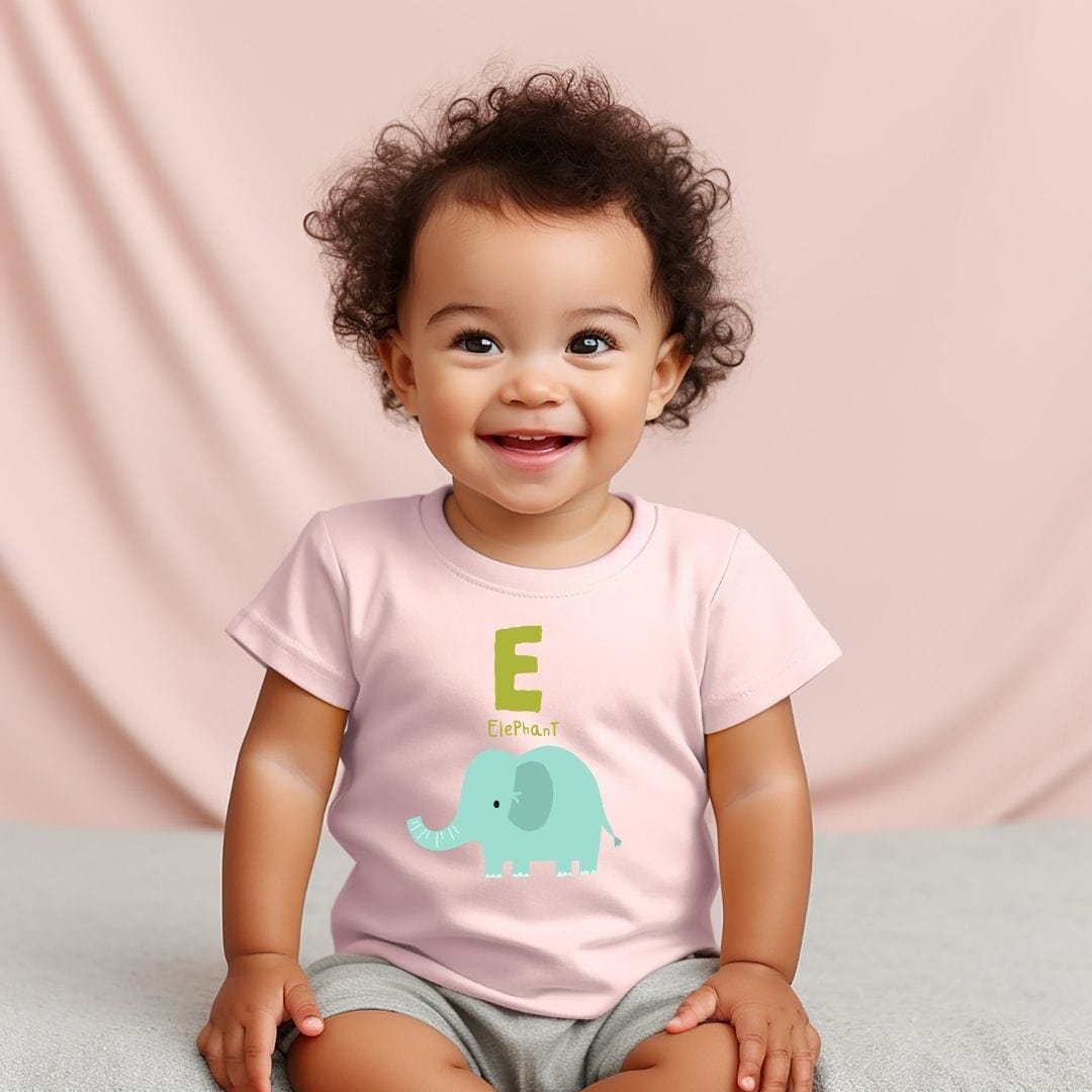 Animal Alphabet - E for Elephant Baby Tee - Unisex Graphic Tee for Babies