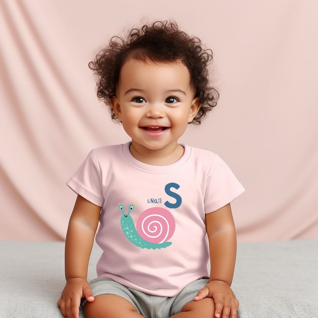 Animal Alphabet - S for Snail Baby Tee - Unisex Graphic Tee for Babies