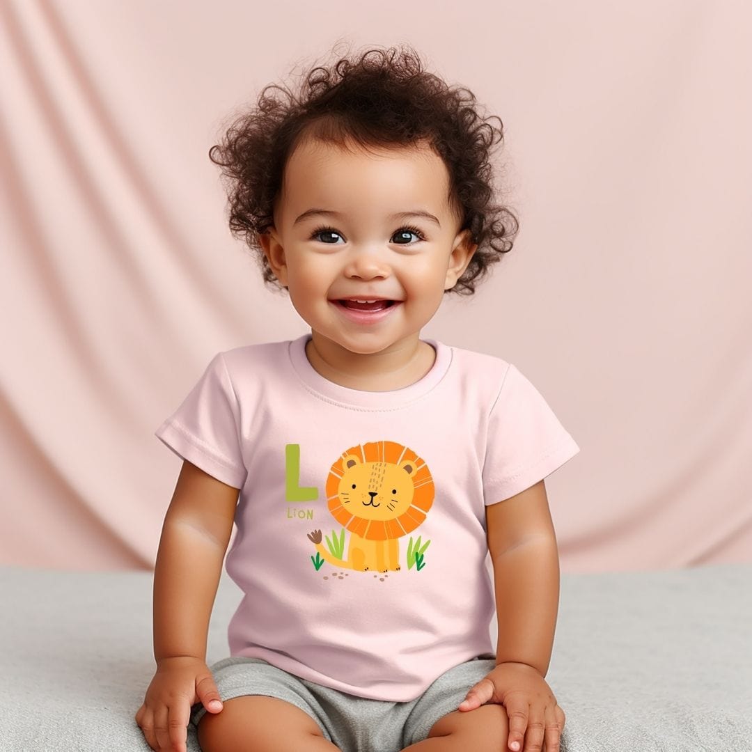 Animal Alphabet - L for Lion Baby Tee - Unisex Graphic Tee for Babies