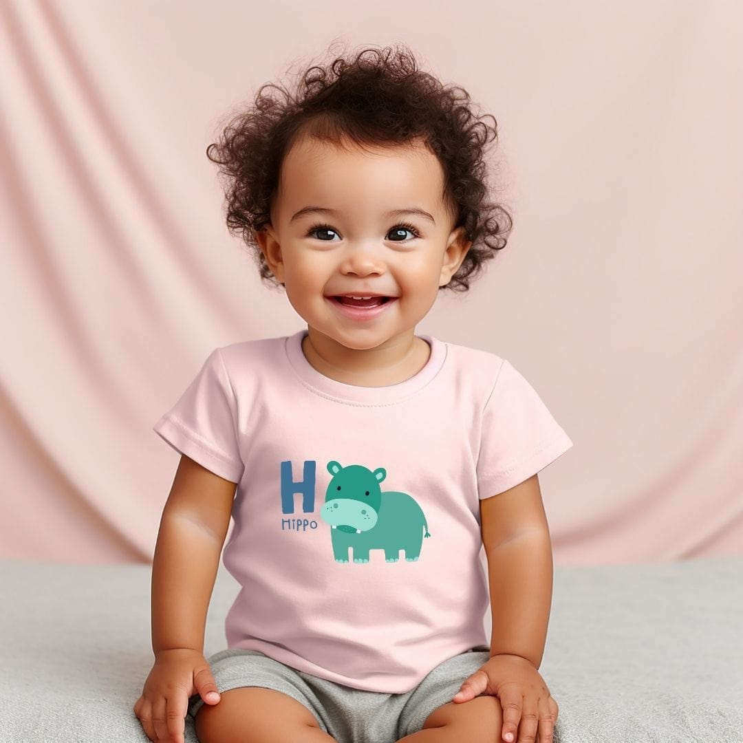 Animal Alphabet - H for Hippo Baby Tee - Unisex Graphic Tee for Babies