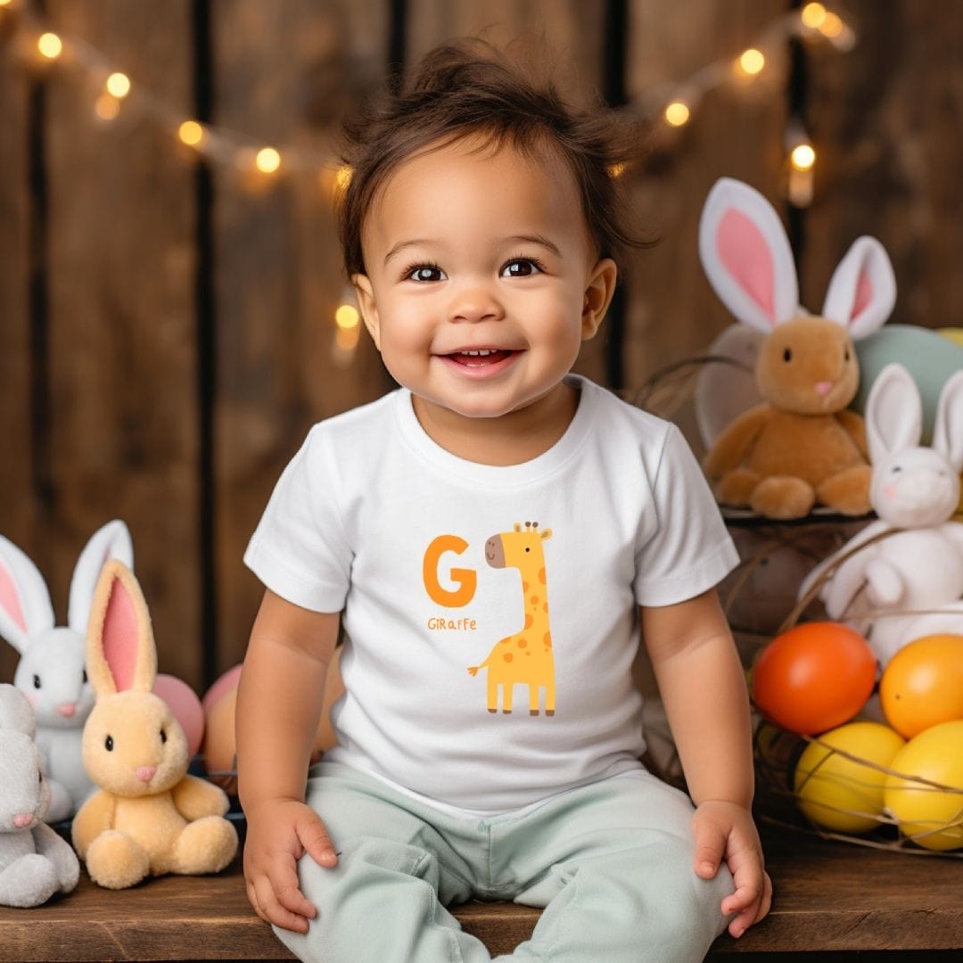 Animal Alphabet - G for Giraffe Baby Tee - Unisex Graphic Tee for Babies