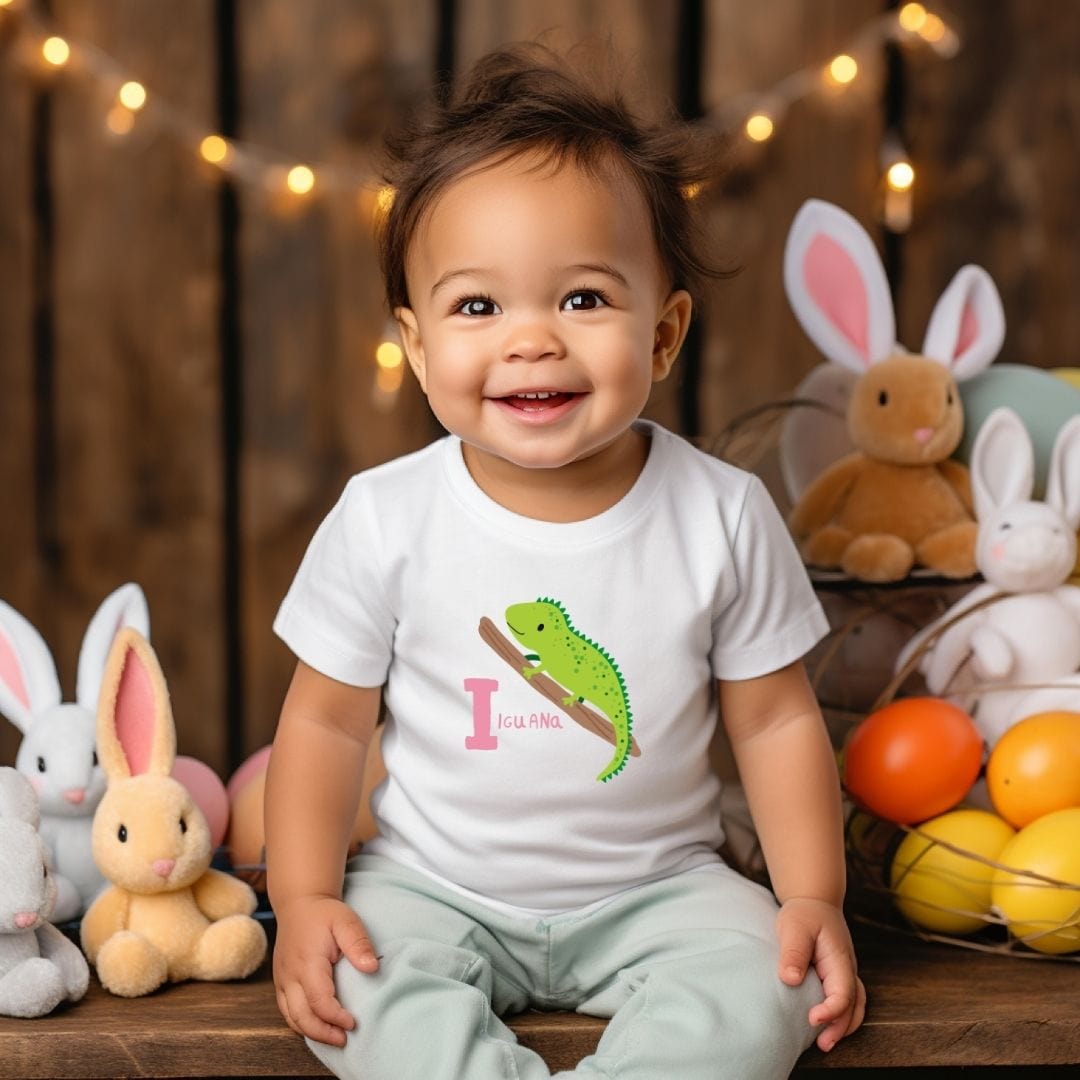 Animal Alphabet - I for Iguana Baby Tee - Unisex Graphic Tee for Babies