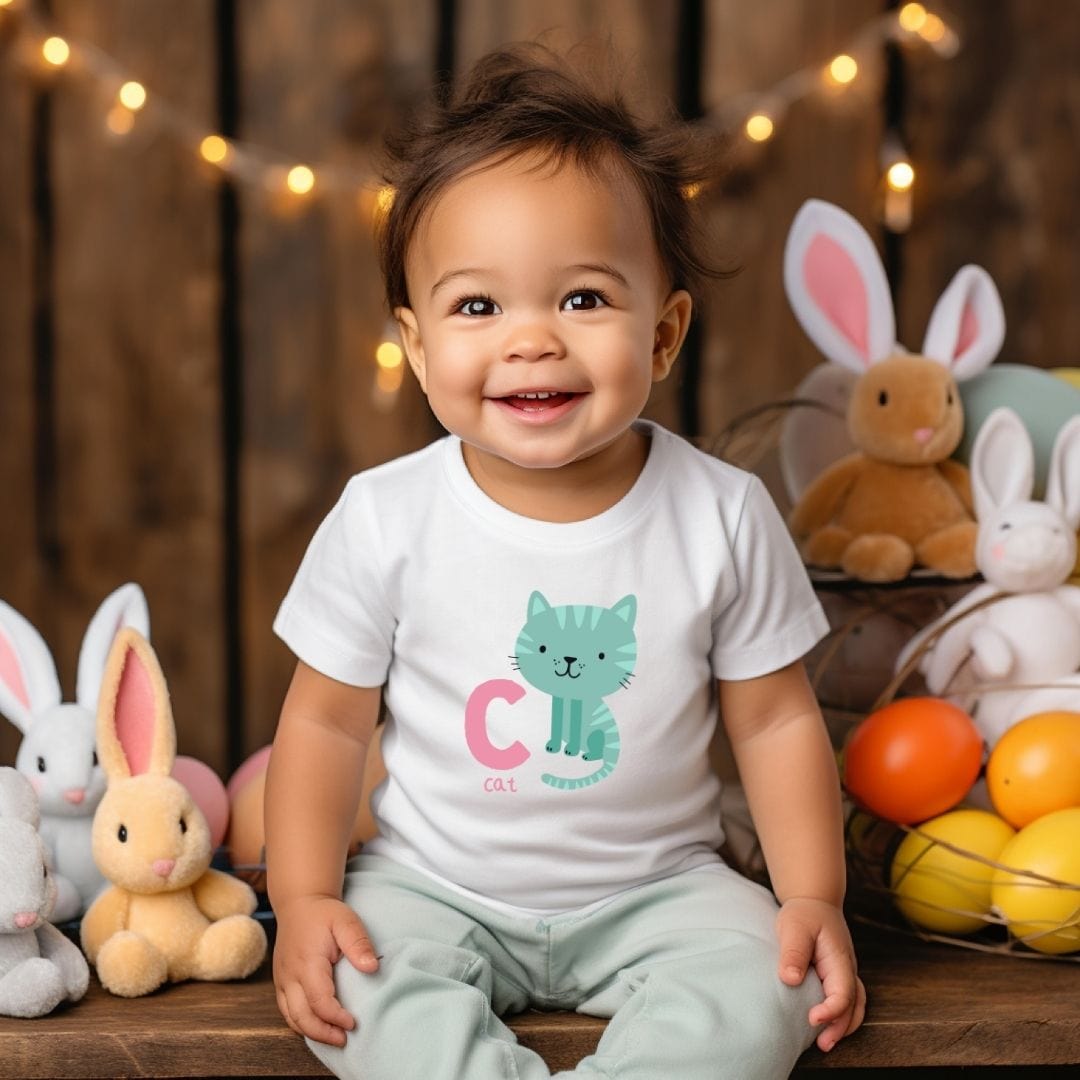 Animal Alphabet - C for Cat Baby Tee - Unisex Graphic Tee for Babies