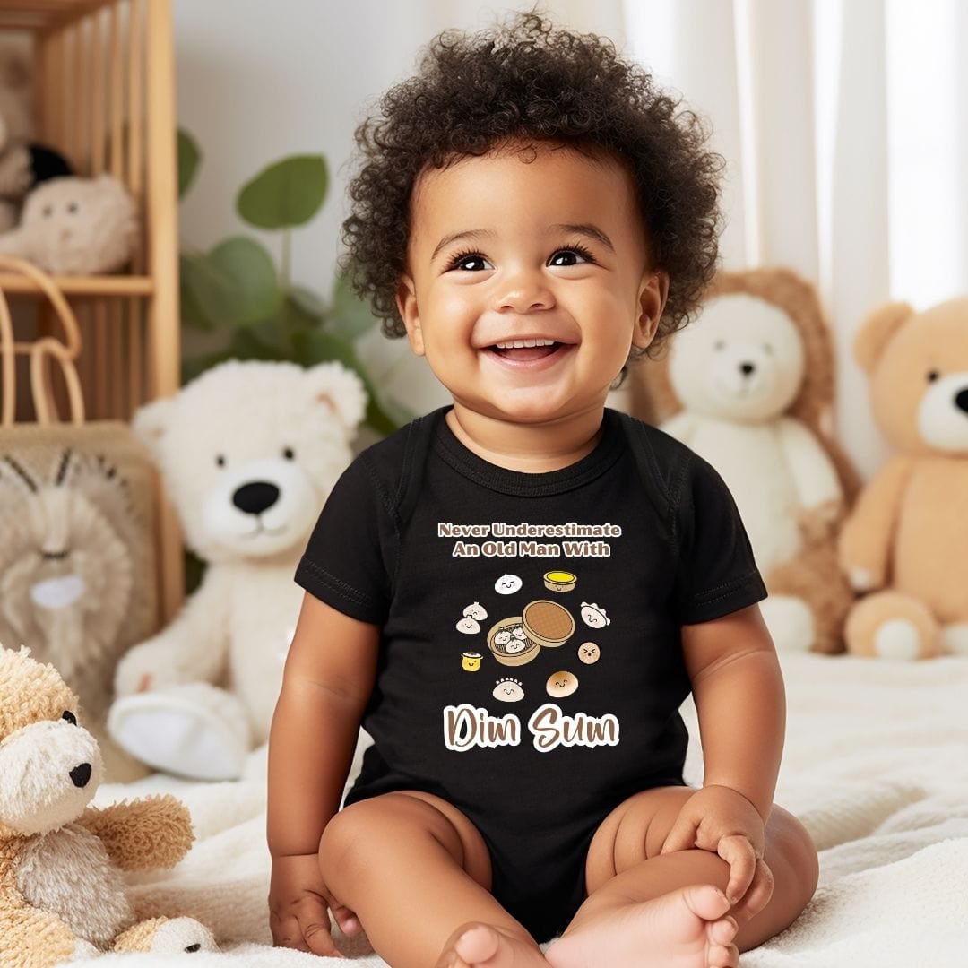 Never Underestimate An Old Man With Dim Sum Baby Bodysuit