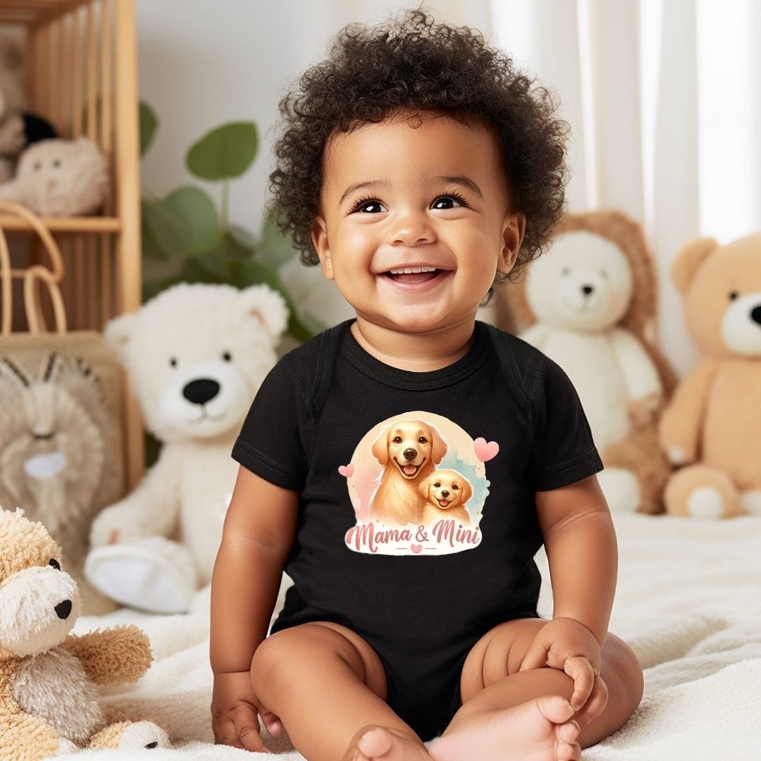 Mama & Mini Dog Golden Retriever Bond Baby Bodysuit