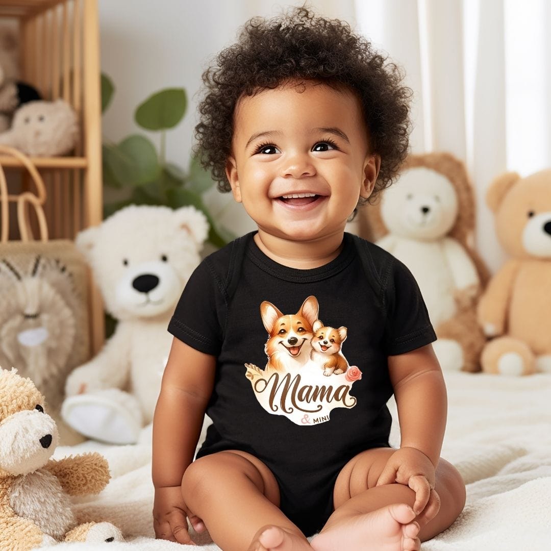 Mama & Mini Sweet Corgi Duo Baby Bodysuit