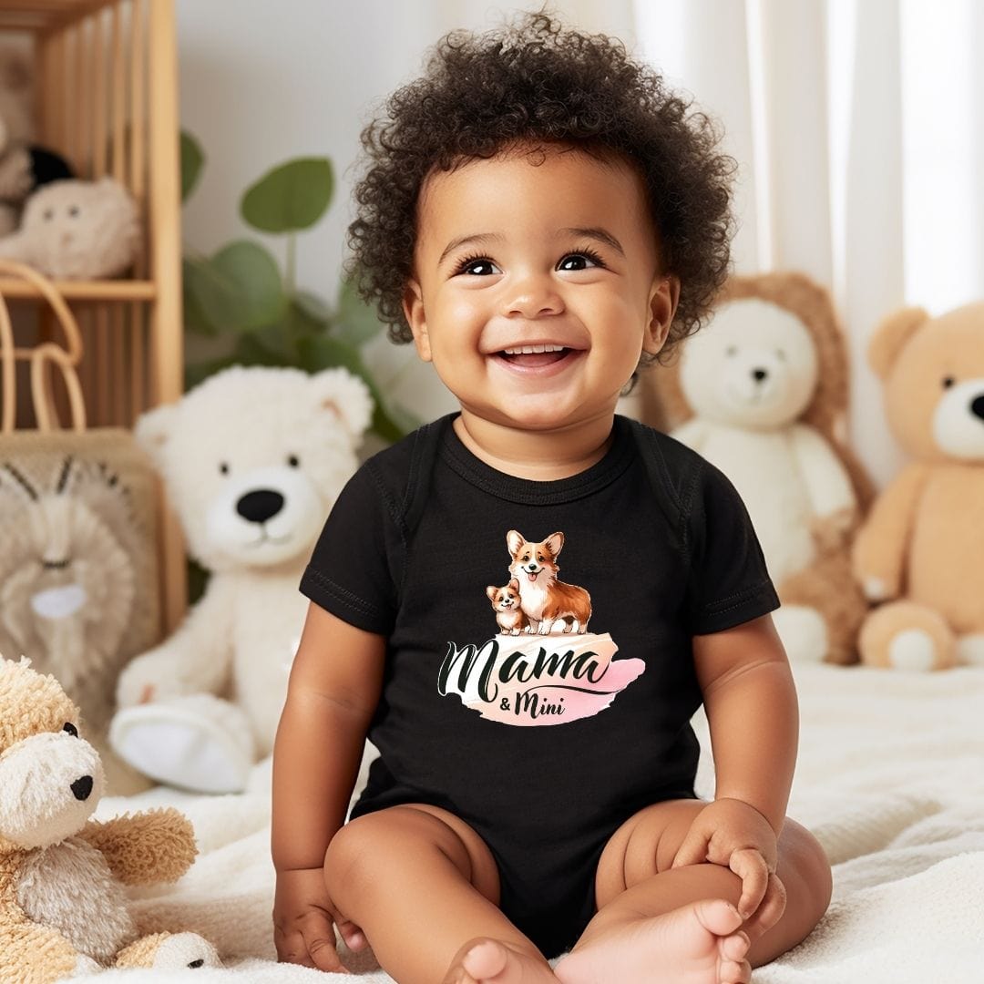 Mama & Mini Corgi Cuddle Team Baby Bodysuit