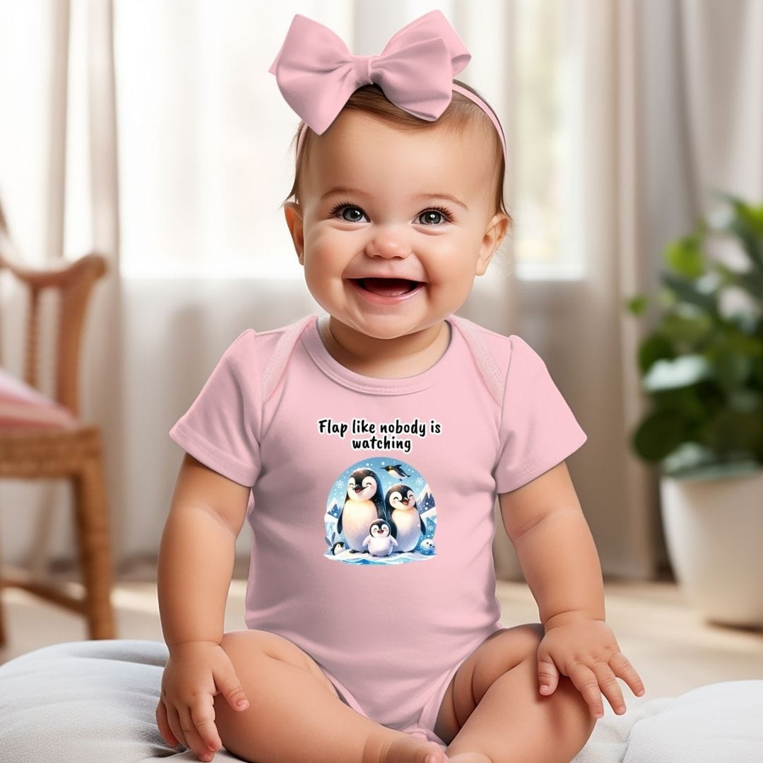 Penguin Family - Flap Like Nobody is Watching Baby Bodysuit
