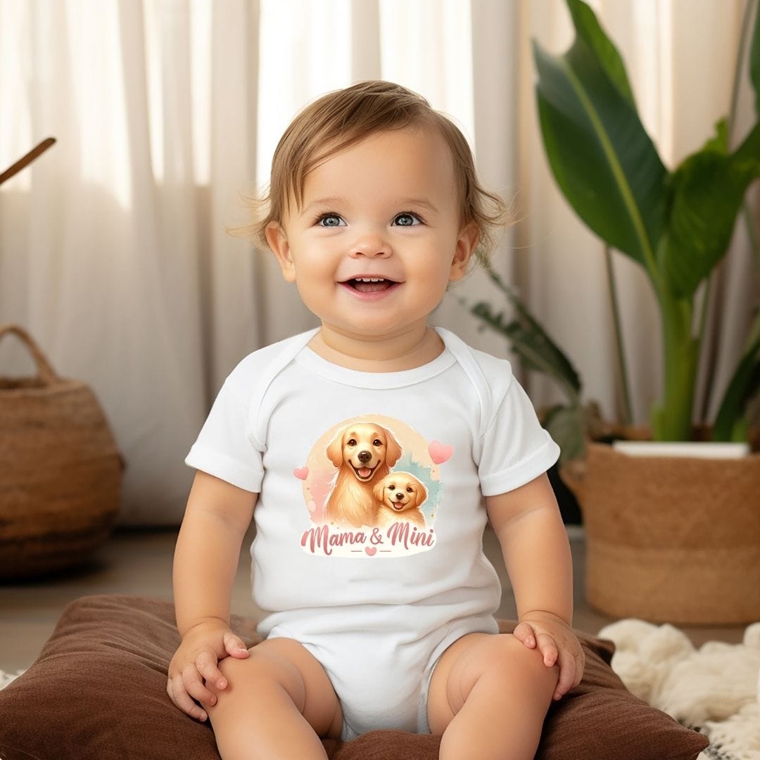 Mama & Mini Dog Golden Retriever Bond Baby Bodysuit