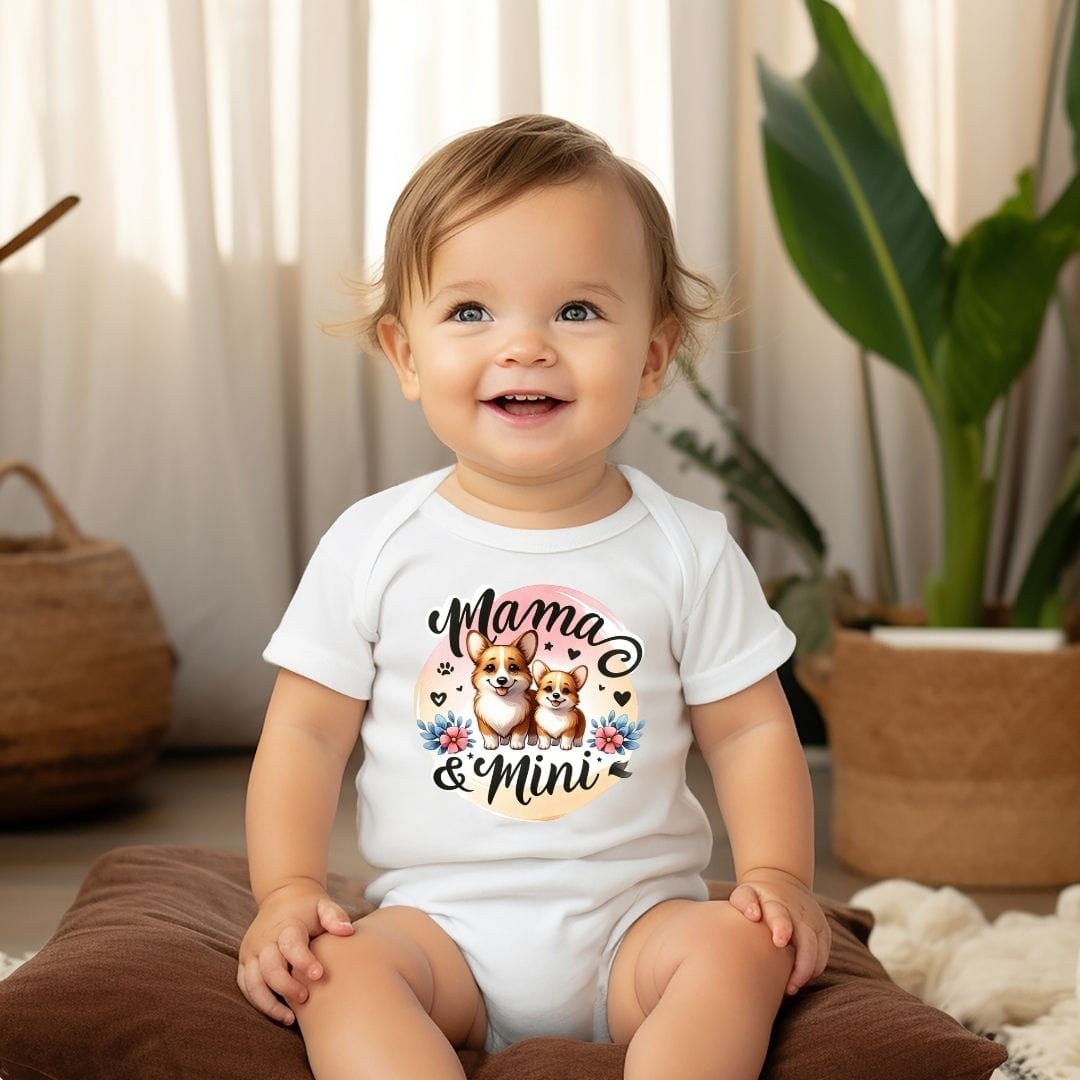 Mama & Mini Corgi Duo Love Baby Bodysuit