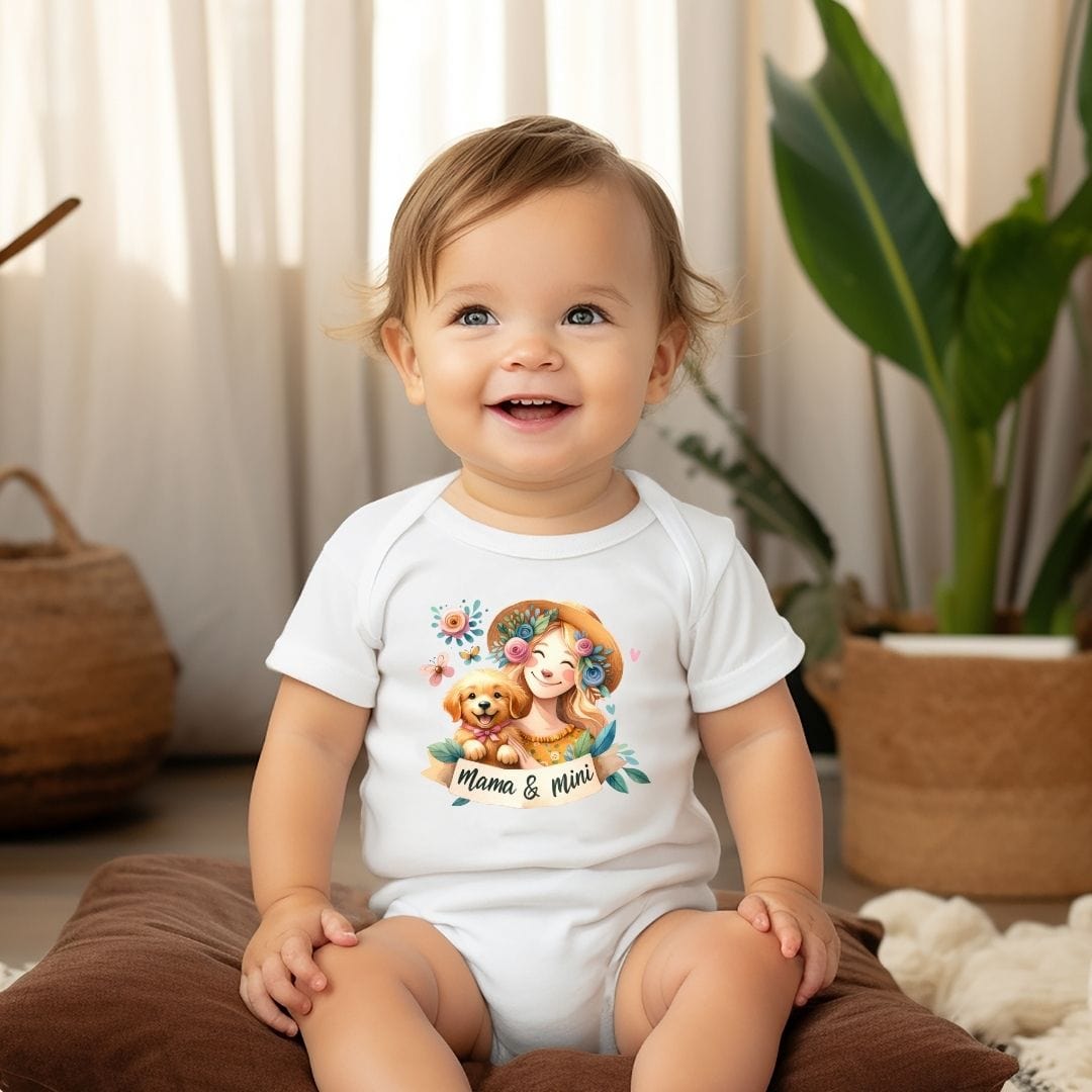 Mama & Mini Golden Retriever Dog Mum Baby Bodysuit