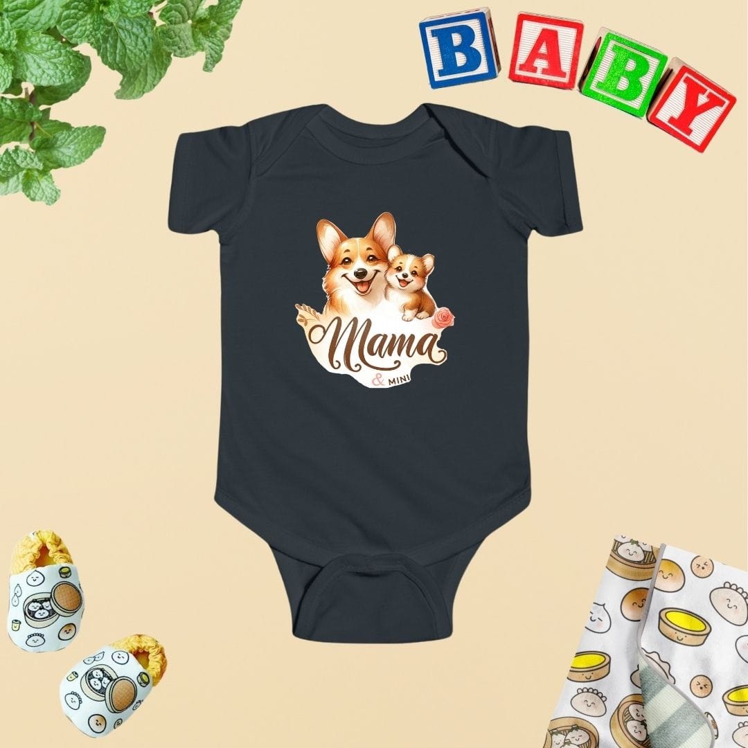 Mama & Mini Sweet Corgi Duo Baby Bodysuit