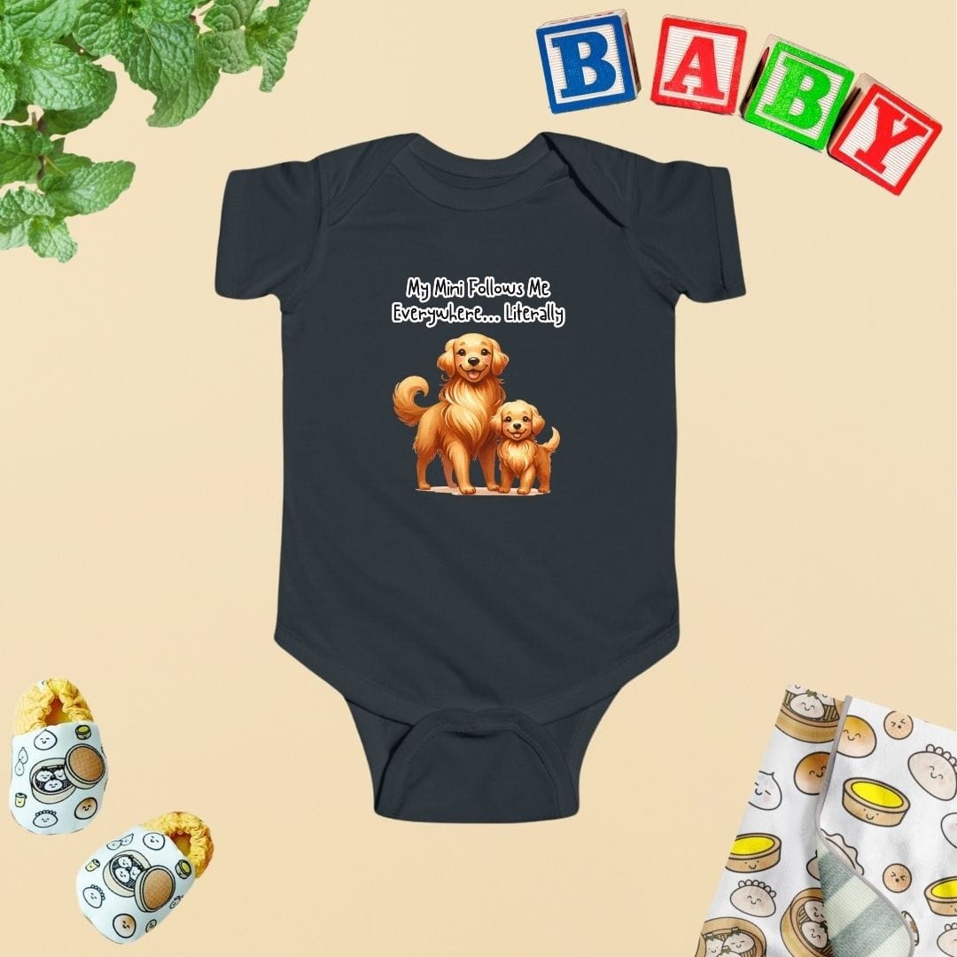Mama & Mini Golden Retriever Dog - My Mini Follows Me Everywhere… Literally Baby Bodysuit