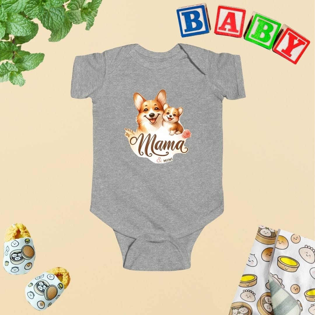 Mama & Mini Sweet Corgi Duo Baby Bodysuit