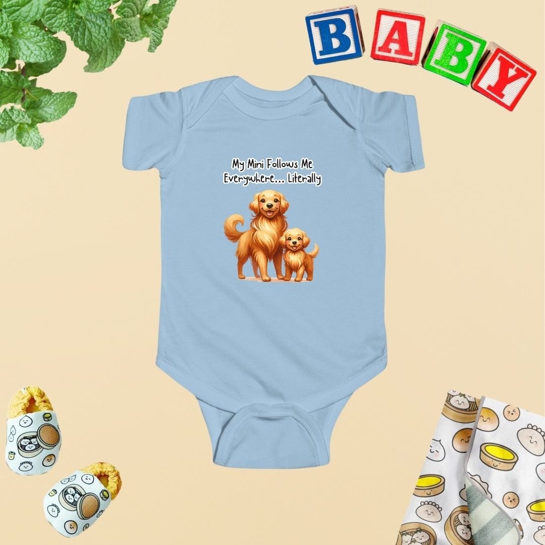 Mama & Mini Golden Retriever Dog - My Mini Follows Me Everywhere… Literally Baby Bodysuit