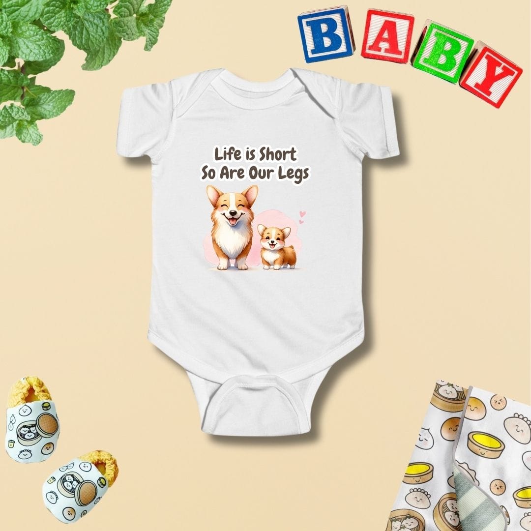 Mama & Mini Corgi - Life is Short, So Are Our Legs Baby Bodysuit
