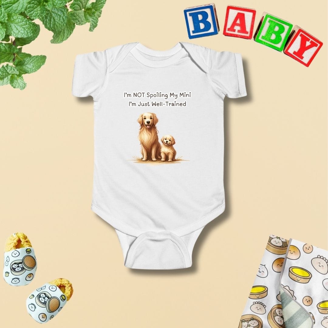 Mama & Mini Golden Retriever Dog - I am NOT Spoiling My Mini, I am Just Well Trained Baby Bodysuit