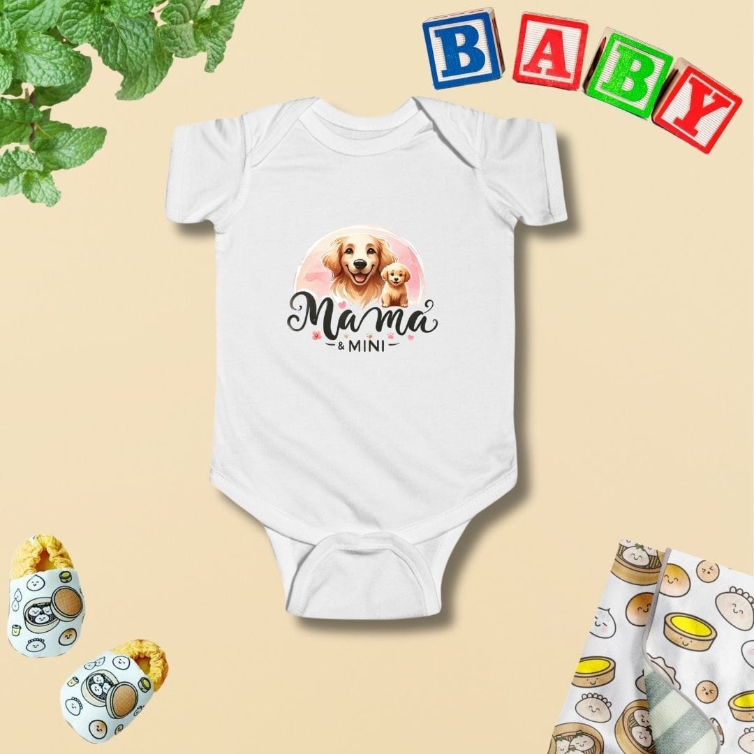 Mama & Mini Golden Retriever Cuddle Team Baby Bodysuit