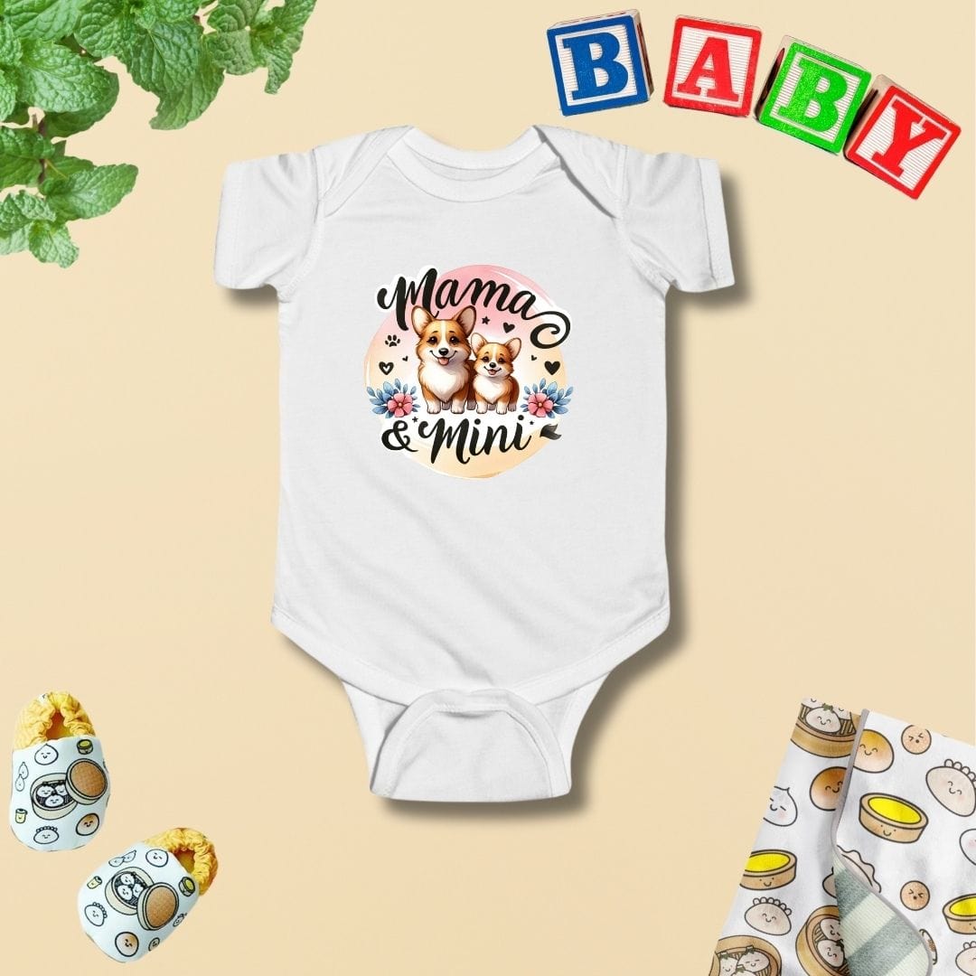 Mama & Mini Corgi Duo Love Baby Bodysuit