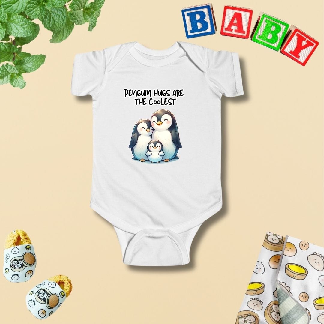 Penguin Family - Penguin Hugs are the Coolest Baby Bodysuit