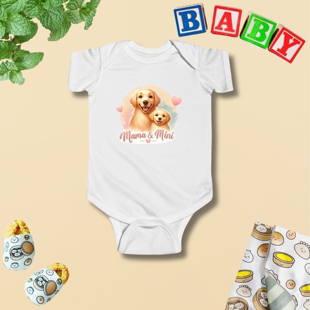 Mama & Mini Dog Golden Retriever Bond Baby Bodysuit