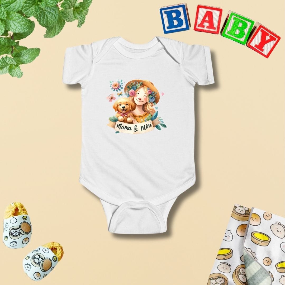 Mama & Mini Golden Retriever Dog Mum Baby Bodysuit