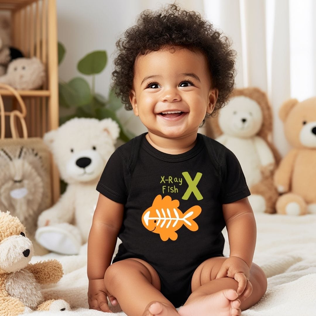 Animal Alphabet - X for X-ray Fish Baby Bodysuit - Unisex Graphic Bodysuit for Babies