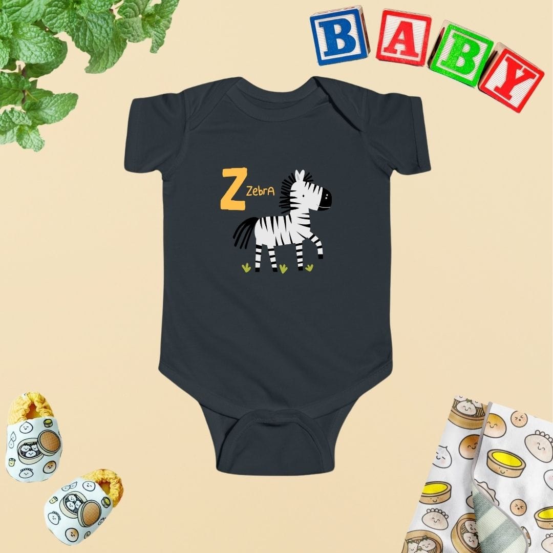 Animal Alphabet - Z for Zebra Baby Bodysuit - Unisex Graphic Bodysuit for Babies
