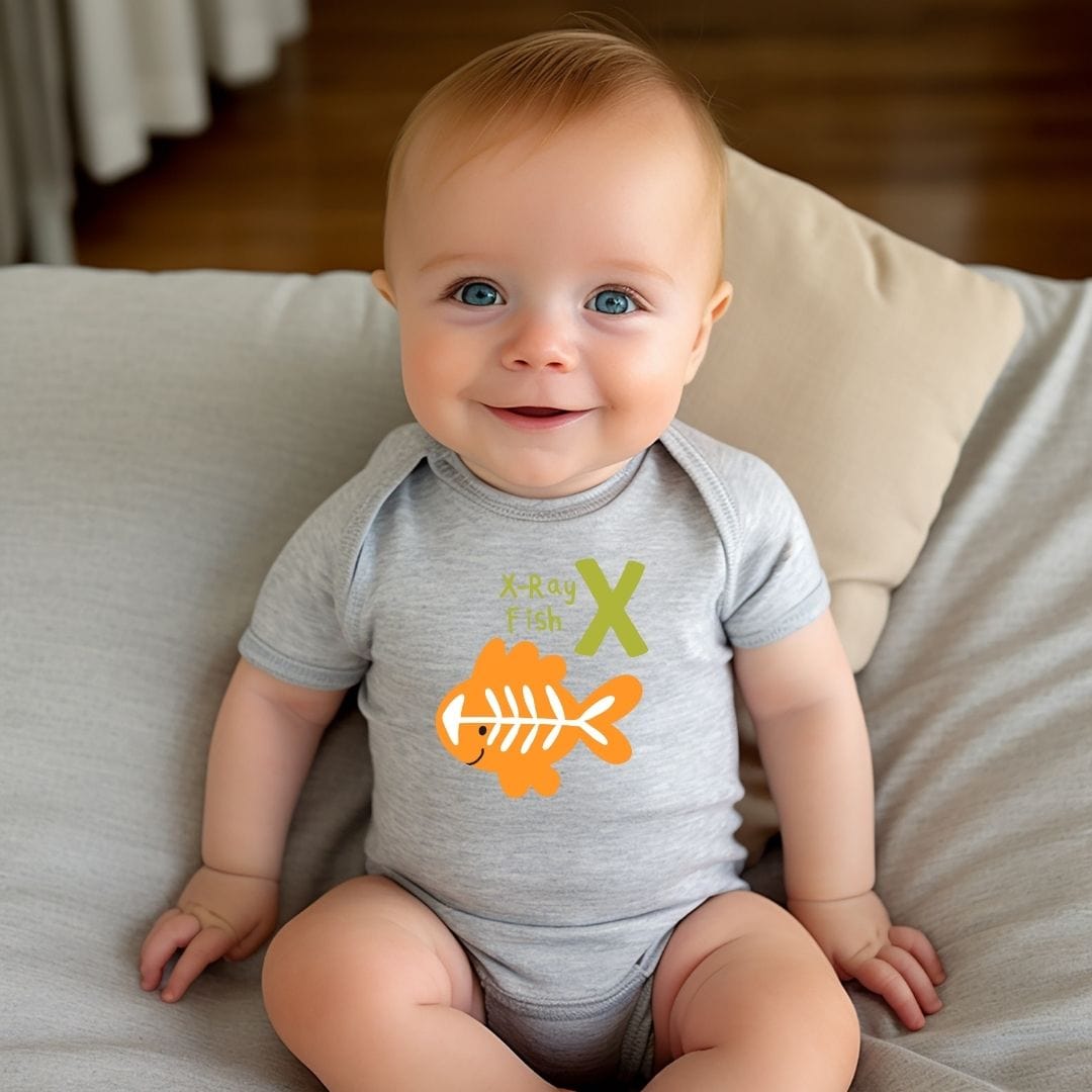 Animal Alphabet - X for X-ray Fish Baby Bodysuit - Unisex Graphic Bodysuit for Babies