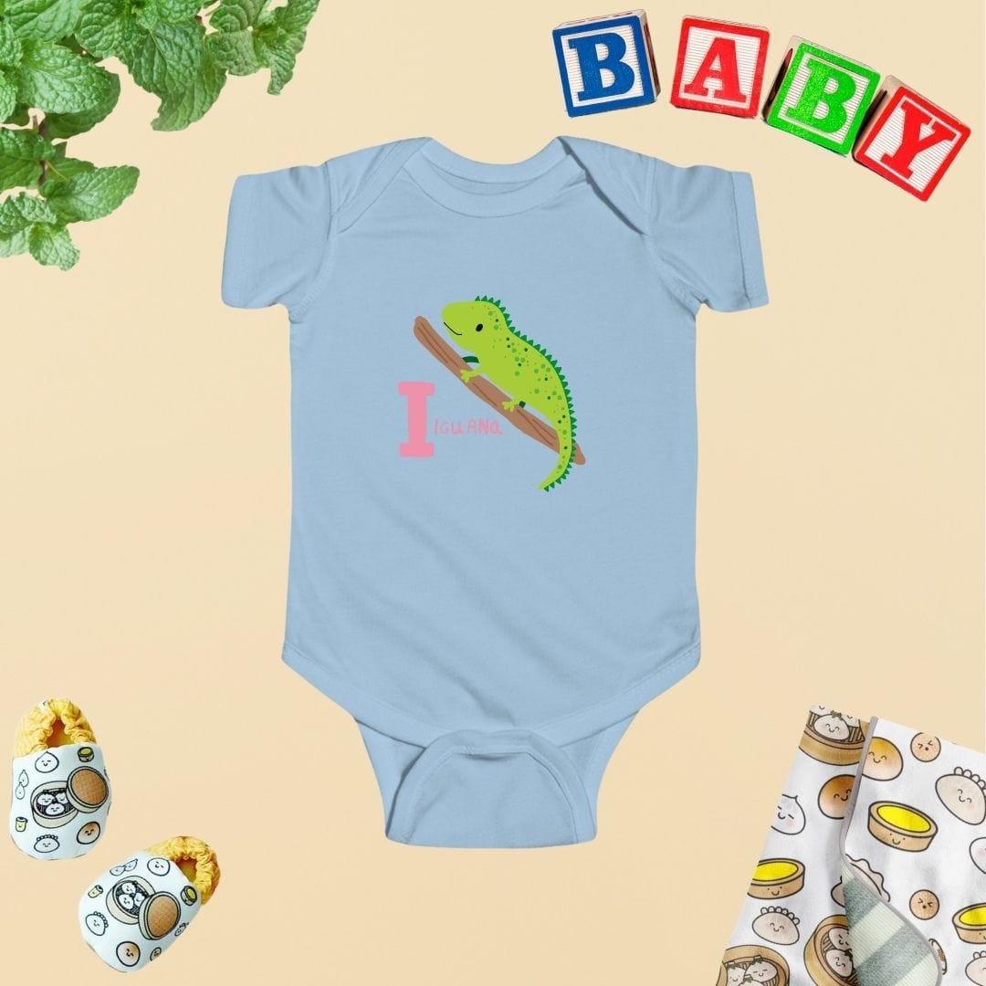 Animal Alphabet - I for Iguana Baby Bodysuit - Unisex Graphic Bodysuit for Babies