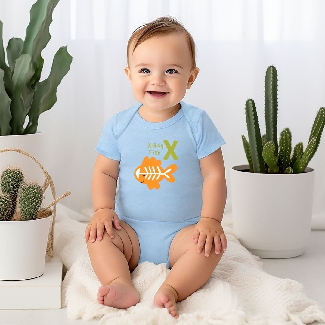 Animal Alphabet - X for X-ray Fish Baby Bodysuit - Unisex Graphic Bodysuit for Babies