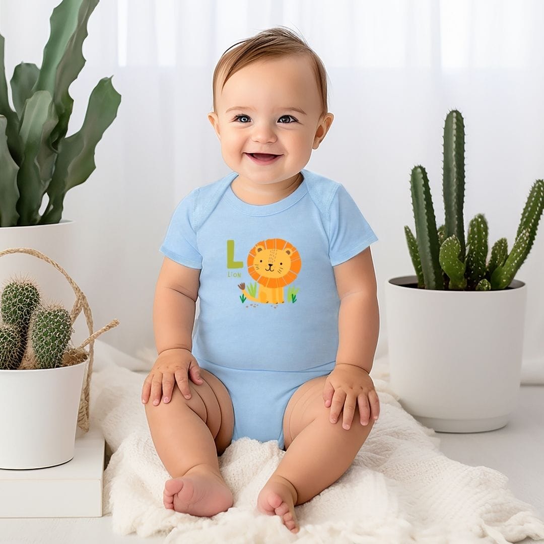 Animal Alphabet - L for Lion Baby Bodysuit - Unisex Graphic Bodysuit for Babies