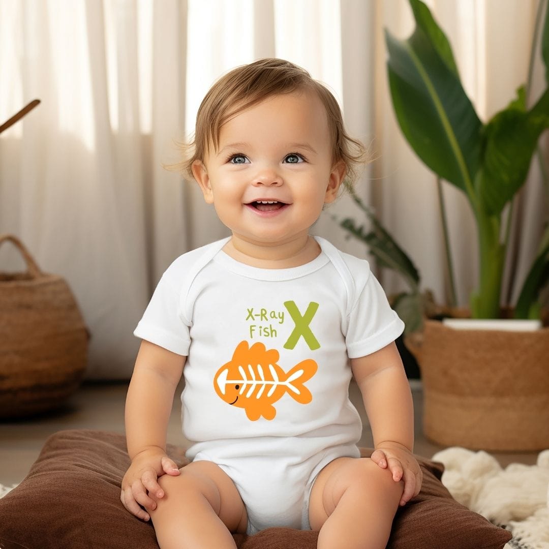 Animal Alphabet - X for X-ray Fish Baby Bodysuit - Unisex Graphic Bodysuit for Babies