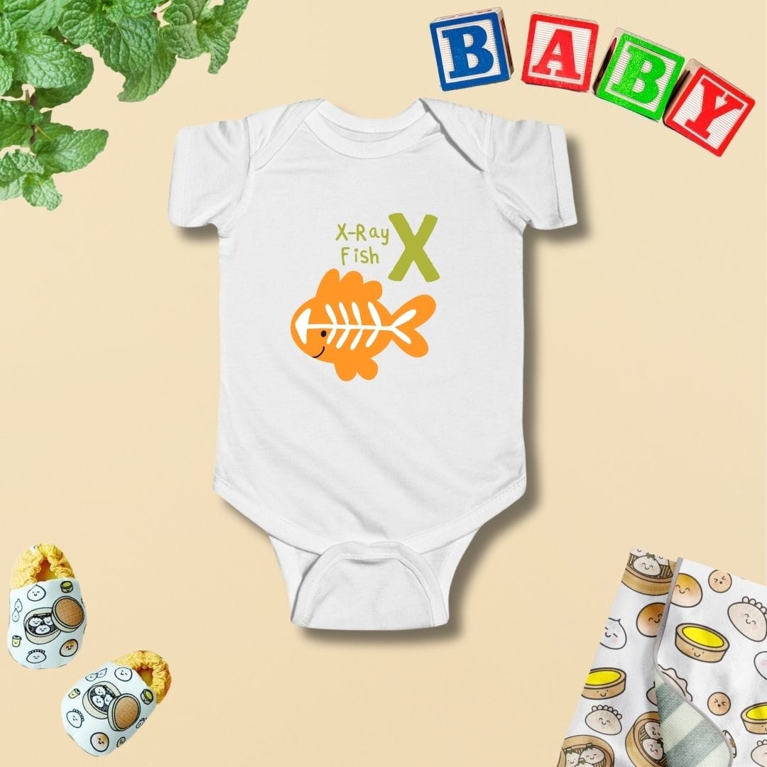 Animal Alphabet - X for X-ray Fish Baby Bodysuit - Unisex Graphic Bodysuit for Babies