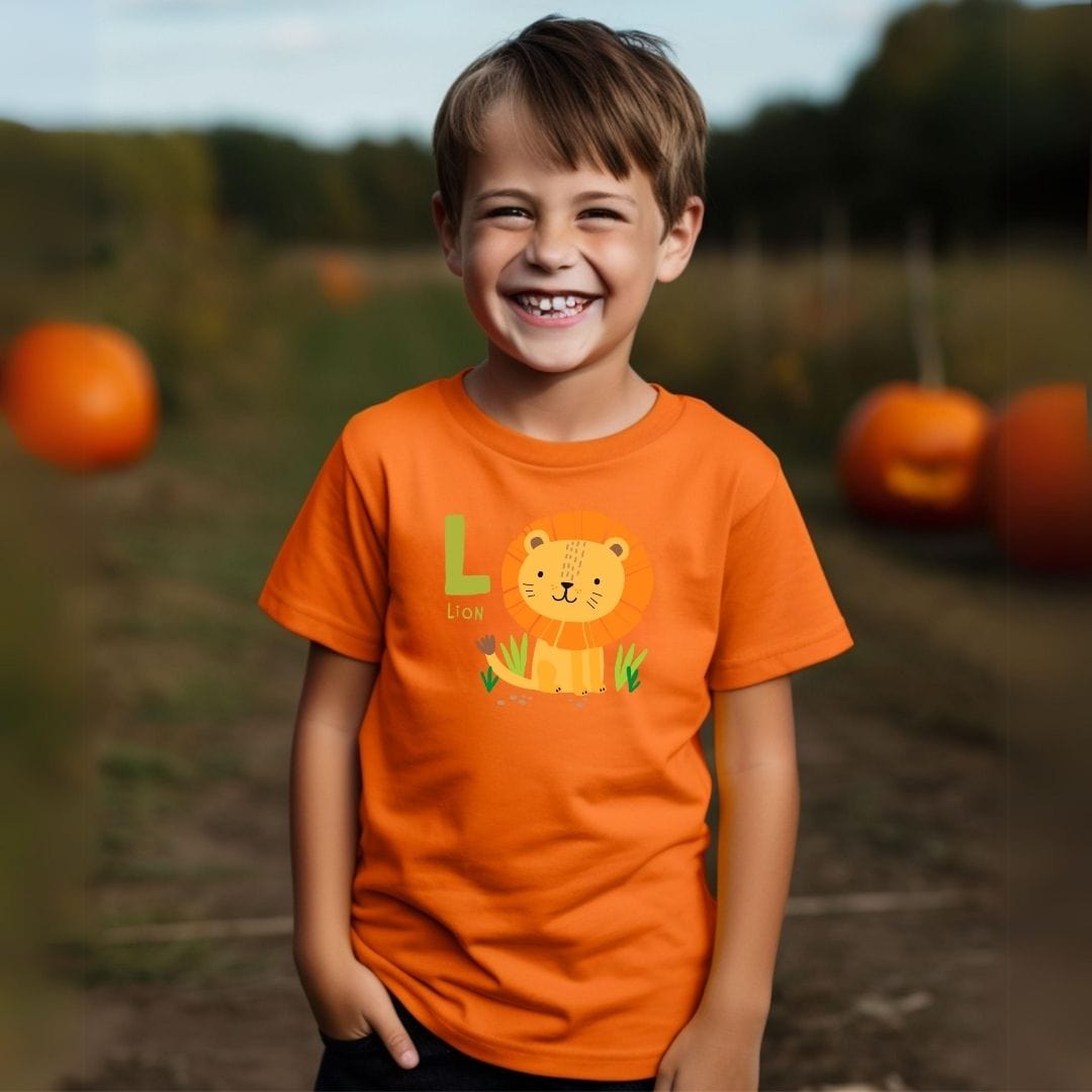 Animal Alphabet - L for Lion Unisex Kids Tee - Fun Educational Graphic Tee for Kids Age 2-18