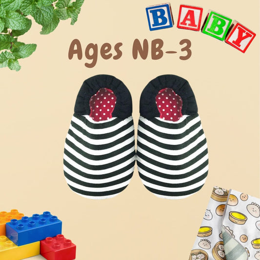 Black and White Stripes Mini Shoes