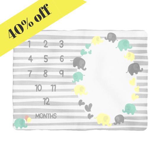 Sweet Elephant Milestone Blanket
