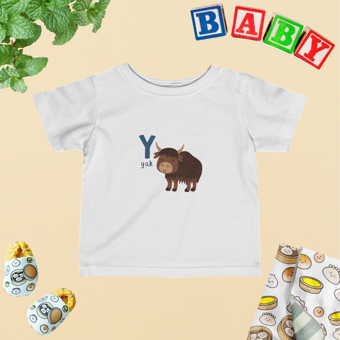 Animal Alphabet - Y for Yak Baby Tee - Unisex Graphic Tee for Babies