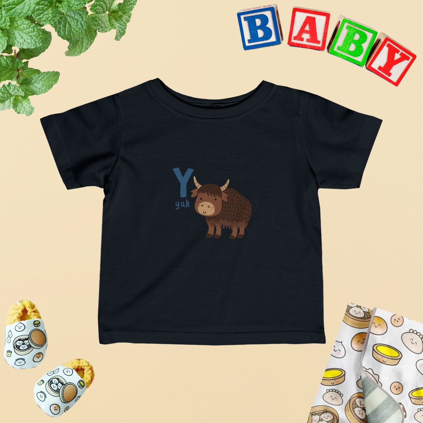 Animal Alphabet - Y for Yak Baby Tee - Unisex Graphic Tee for Babies