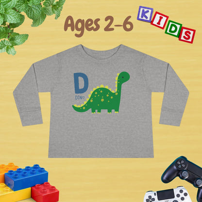 Animal Alphabet D for Dino Unisex Kids Sweater Toddler Long Sleeve Tee Ages 2-6 - 100% Cotton Spring and Fall Kids Sweatshirt