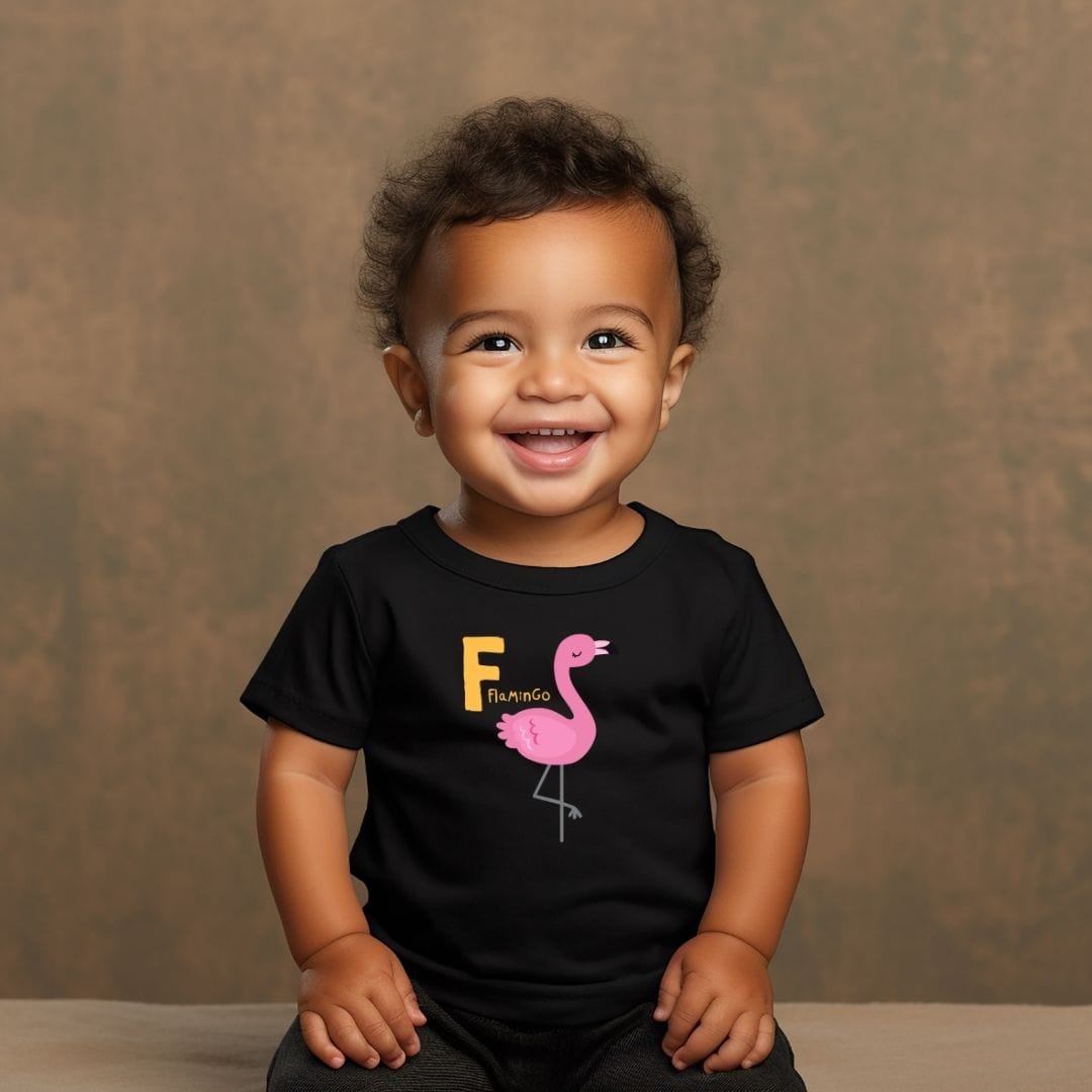 Animal Alphabet - F for Flamingo Baby Tee - Unisex Graphic Tee for Babies