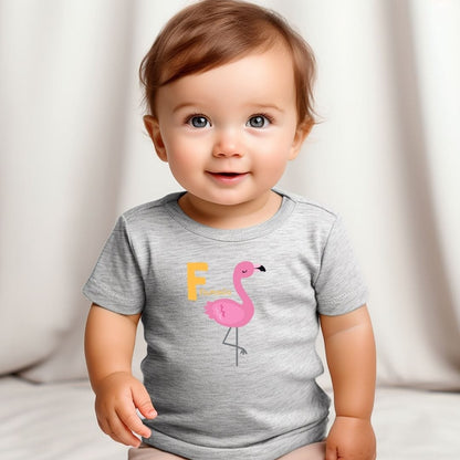Animal Alphabet - F for Flamingo Baby Tee - Unisex Graphic Tee for Babies