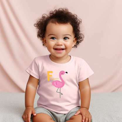 Animal Alphabet - F for Flamingo Baby Tee - Unisex Graphic Tee for Babies