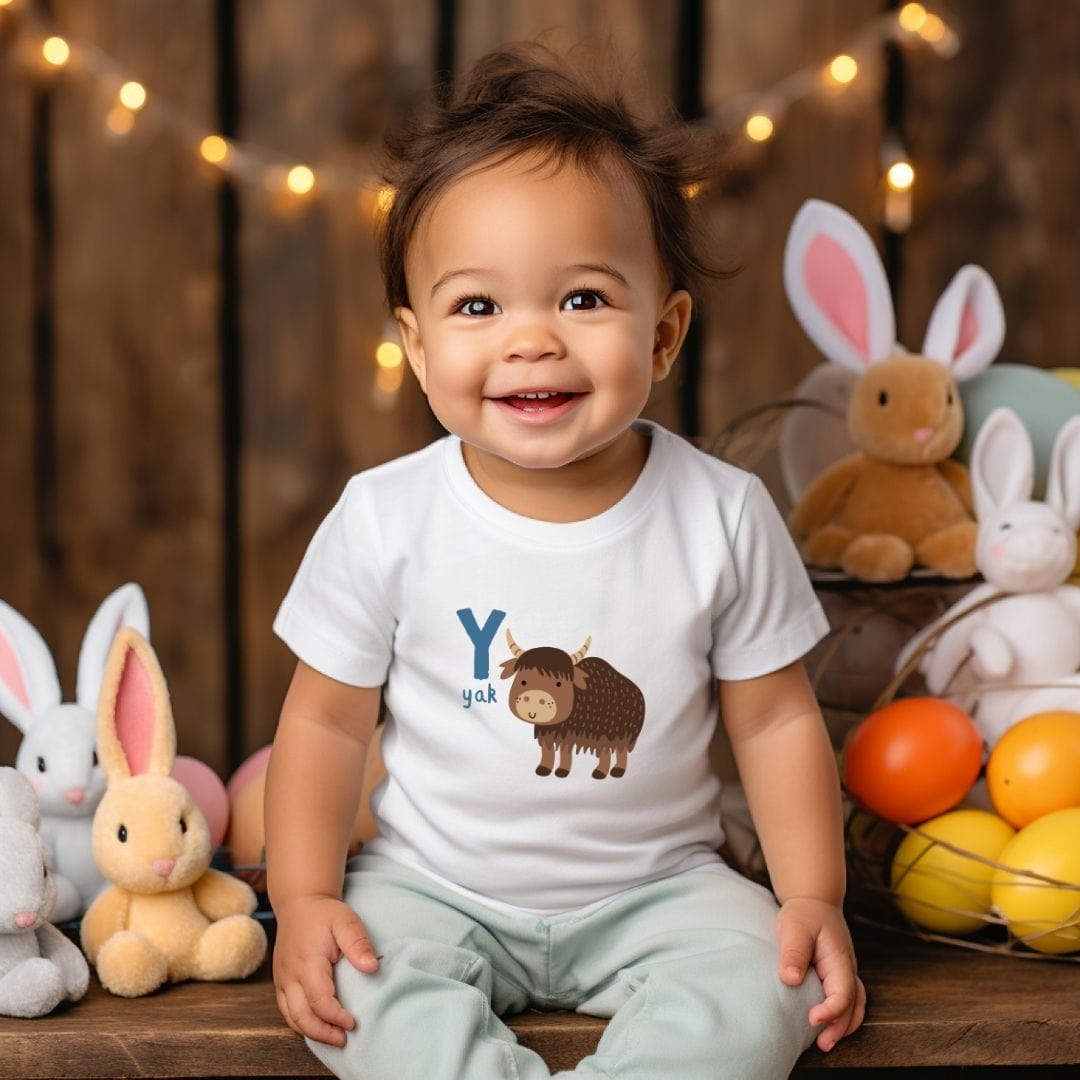 Animal Alphabet - Y for Yak Baby Tee - Unisex Graphic Tee for Babies