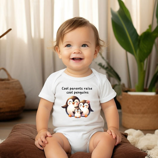 Penguin Family - Cool Parents Raise  Cool Penguins Baby Bodysuit