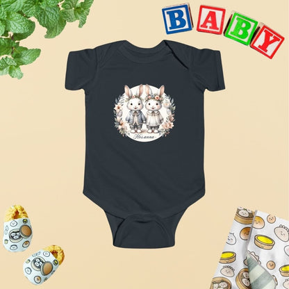 Hosanna Besties Siblings Twins Bunnies Baby Bodysuit