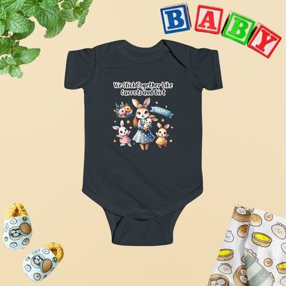 Mama & Mini Rabbits - We Stick Together Like Carrots and Dirt Baby Bodysuit