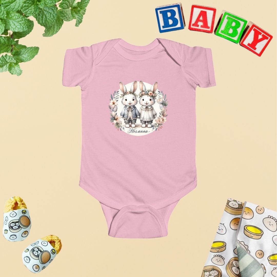 Hosanna Besties Siblings Twins Bunnies Baby Bodysuit