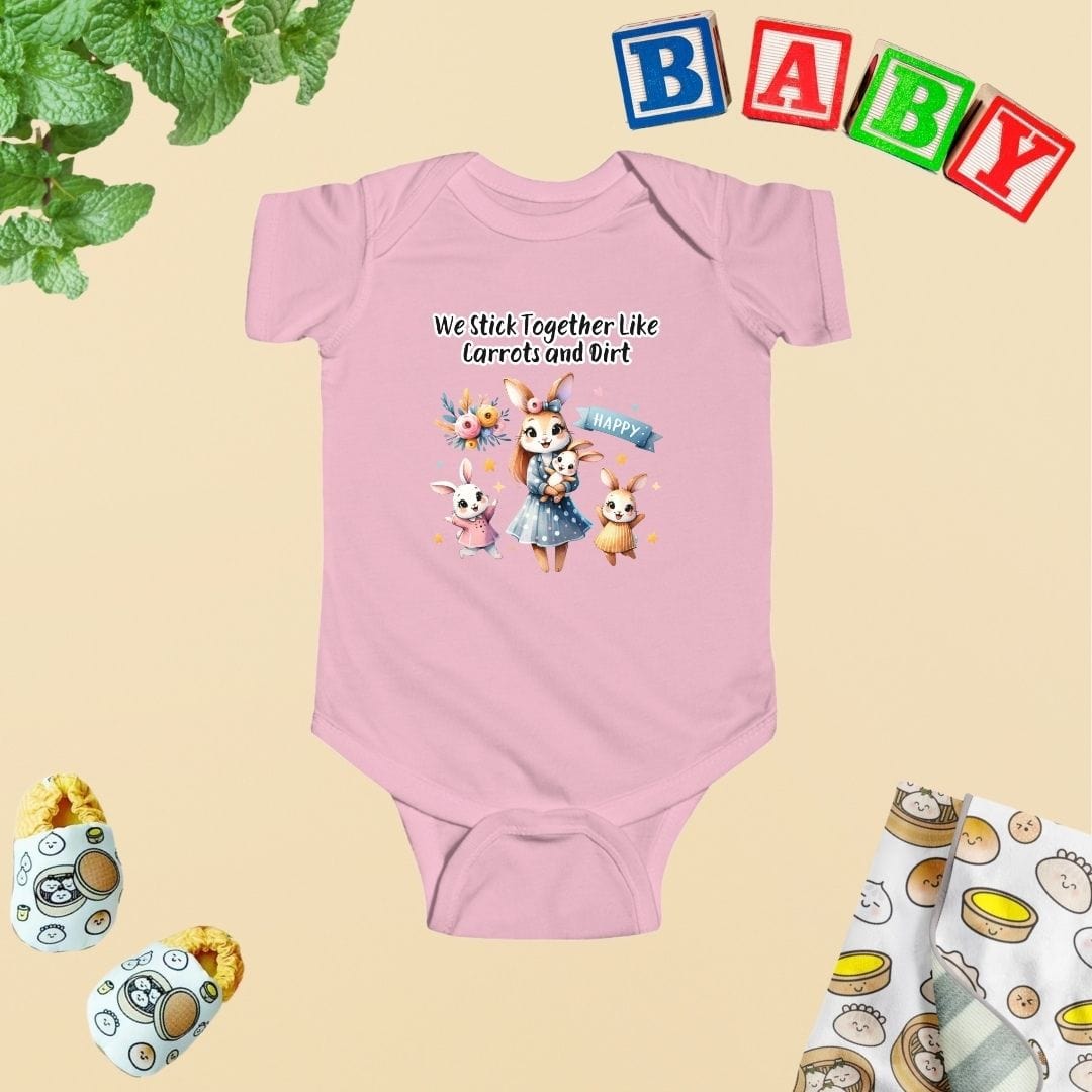 Mama & Mini Rabbits - We Stick Together Like Carrots and Dirt Baby Bodysuit