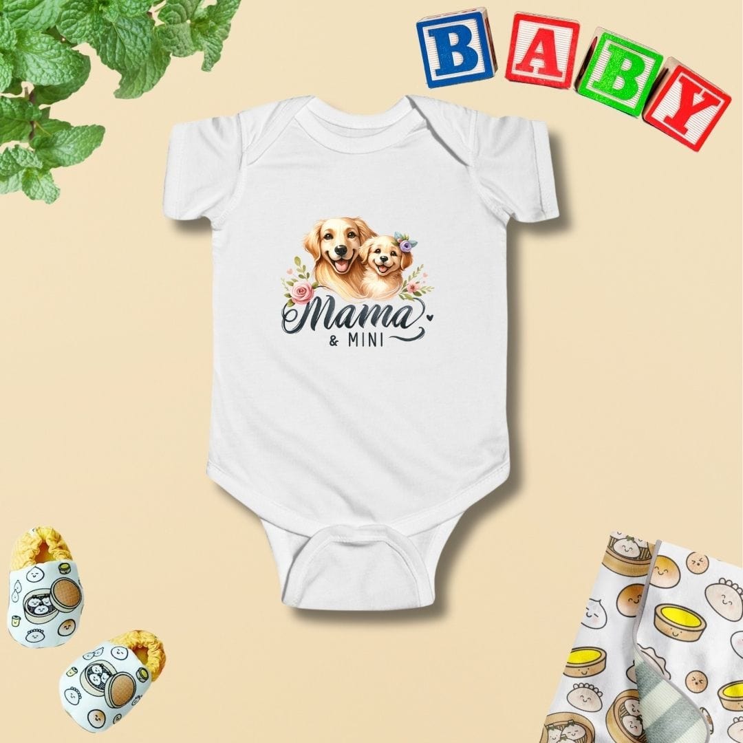 Mama & Mini Golden Retriever Love Pair Baby Bodysuit